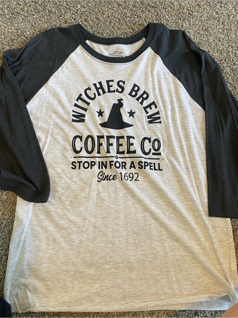 Witches Brew Coffee Co. Baseball Shirt - Black/Heather Gray